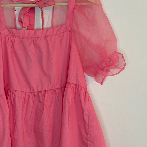 Pomander Place pink puff sleeve blouse - Picture 3 of 9